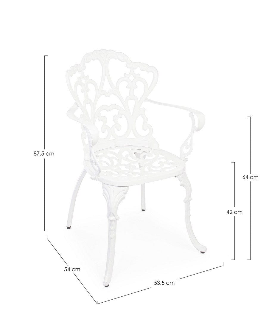 Scaun de gradina / terasa din aluminiu, Victoria Alb, l57,5xA58xH87,5 cm (2)