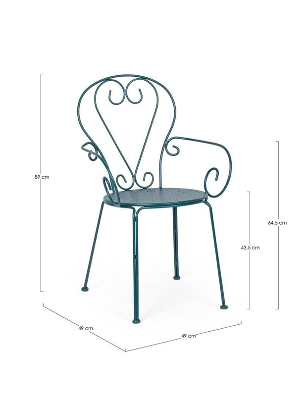 Scaun de gradina / terasa din metal, Etienne Albastru, l49xA49xH89 cm (2)