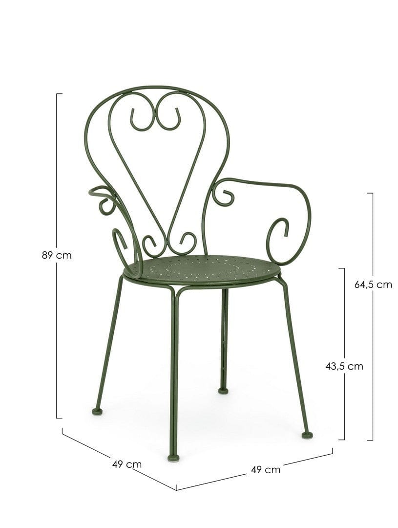 BFSummer Scaun de gradina / terasa din metal Etienne, l49xA49xH89 cm-Verde