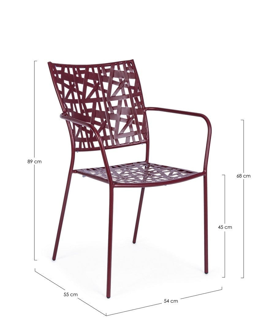 Scaun de gradina / terasa din metal, Kelsie Burgundy, l54xA55xH89 cm (2)