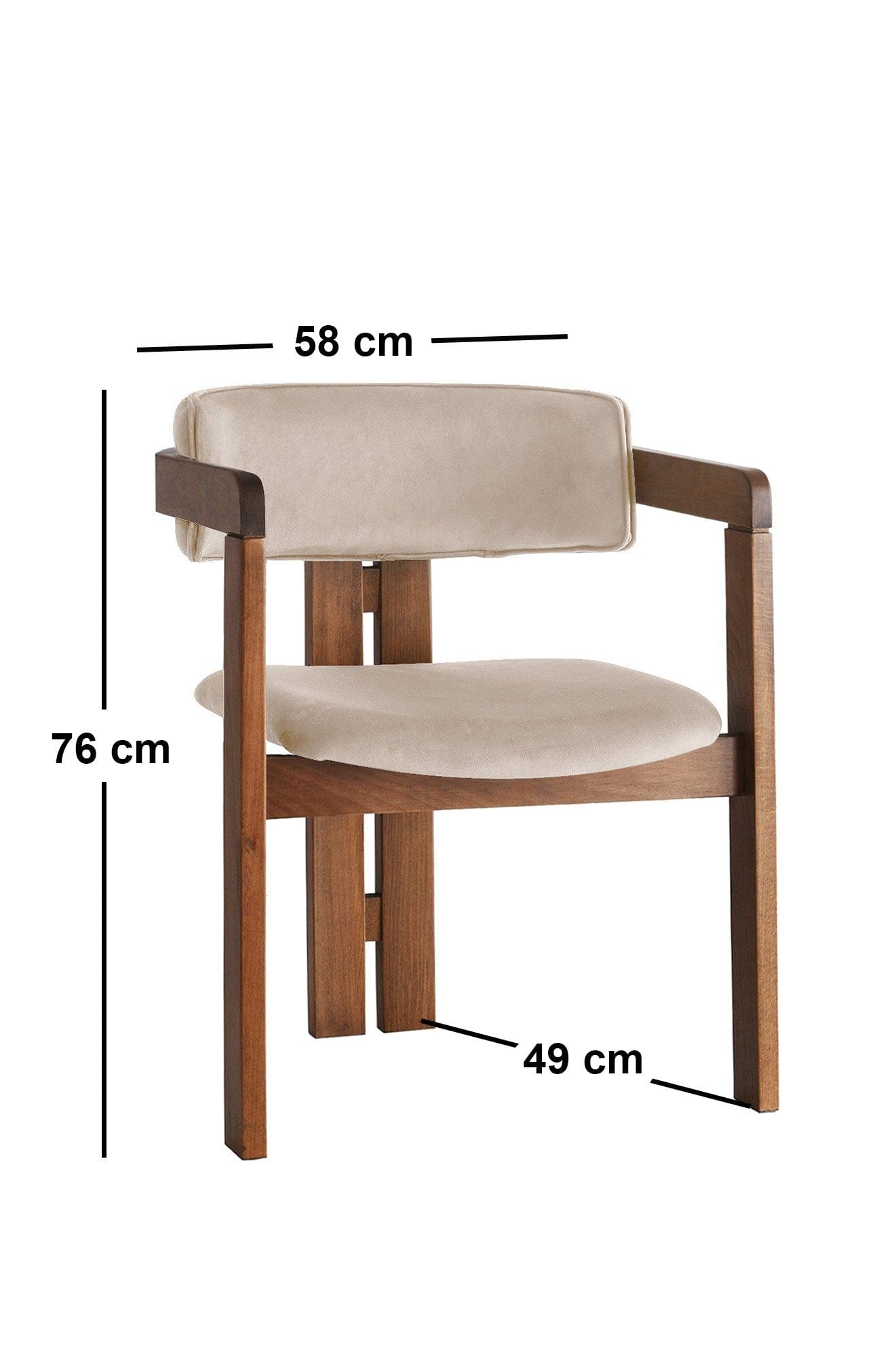 Scaun din lemn, tapitat cu stofa CO-013 Bej / Nuc, l58xA49xH76 cm (3)