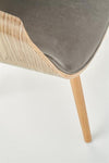 Scaun din pal tapitat cu stofa si picioare de lemn, Kai-396 Velvet Gri / Stejar, l56xA55xH77 cm (8)