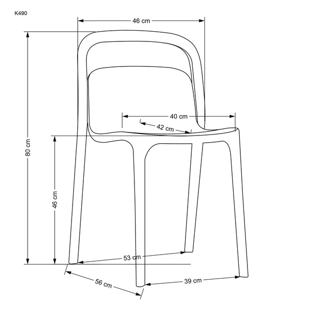 Scaun din plastic K490 Alb, l46xA55xH80 cm (3)