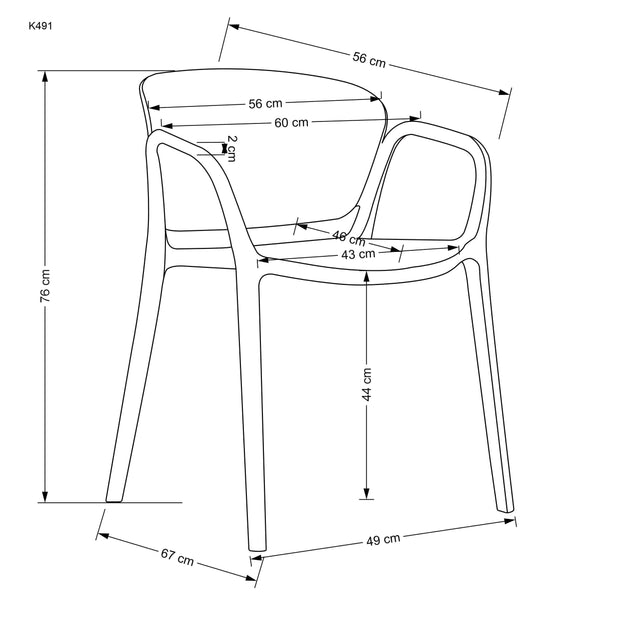 Scaun din plastic K491 Alb, l60xA56xH76 cm (3)