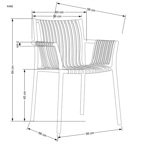 Scaun din plastic K492 Alb, l60xA56xH84 cm (2)