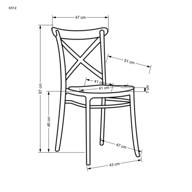 Scaun din plastic K512 Negru / Bej, l47xA51xH87 cm (3)