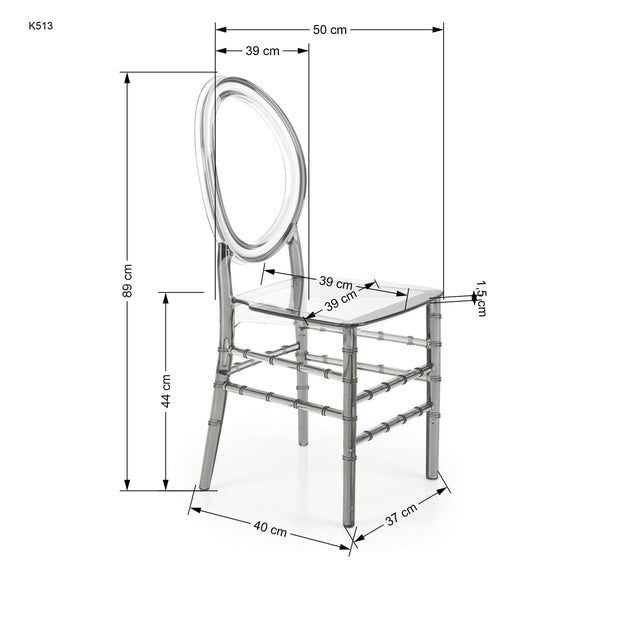 Scaun din plastic K513 Transparent, l39xA50xH89 cm (3)