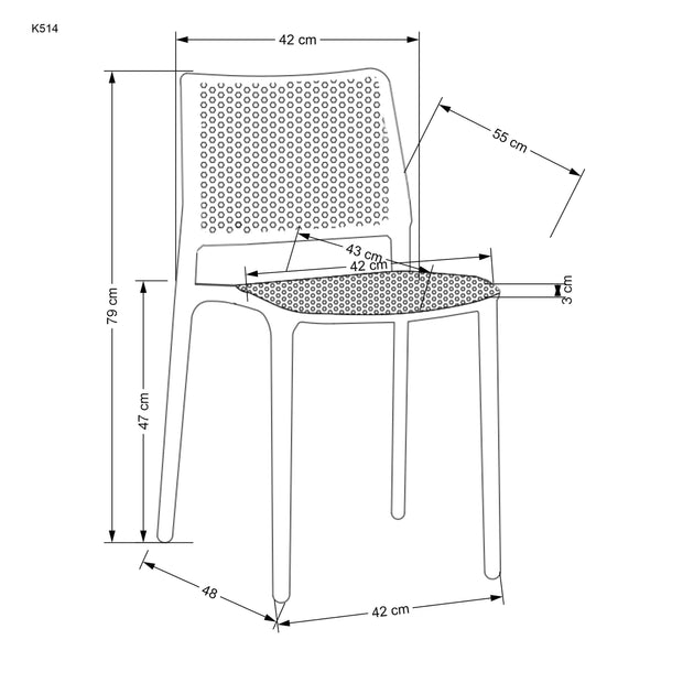 Scaun din plastic K514 Ruginiu, l42xA55xH79 cm (4)