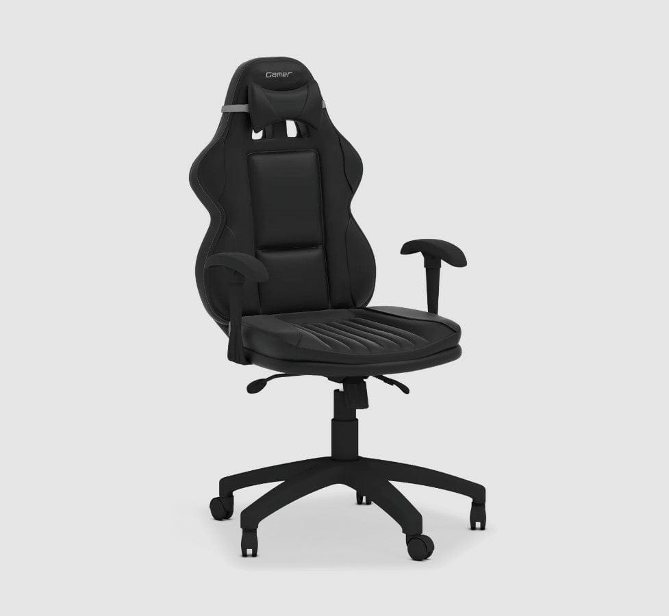 Scaun gaming tapitat cu piele ecologica, Gamer Negru, l50xA60xH110 cm