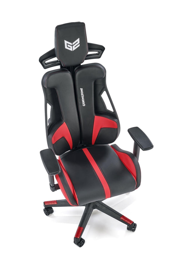 Scaun gaming tapitat cu piele ecologica, Nitro Negru / Rosu, l66xA68xH130-137 cm (3)