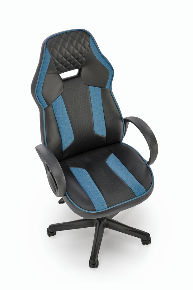 Scaun gaming tapitat cu piele ecologica, Ragnar Negru / Albastru, l61xA70xH112-121 cm (1)