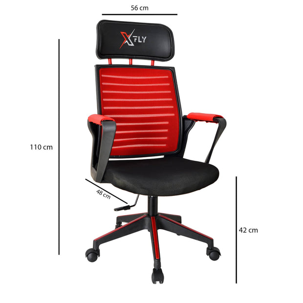 Asir Scaun gaming tapitat cu piele ecologica, XFly Oyuncu Rosu / Negru, l56xA48xH110 cm