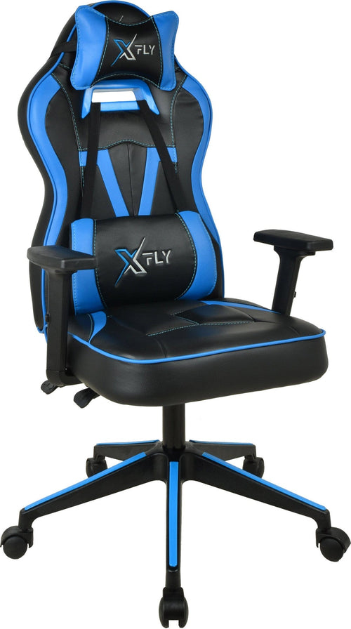 Asir Scaun gaming tapitat cu piele ecologica, XFly Vendetta Albastru / Negru, l62xA46xH120 cm