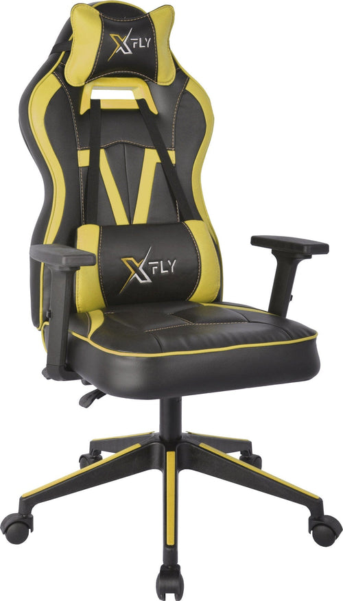 Scaun gaming tapitat cu piele ecologica, XFly Vendetta Galben / Negru, l62xA46xH120 cm