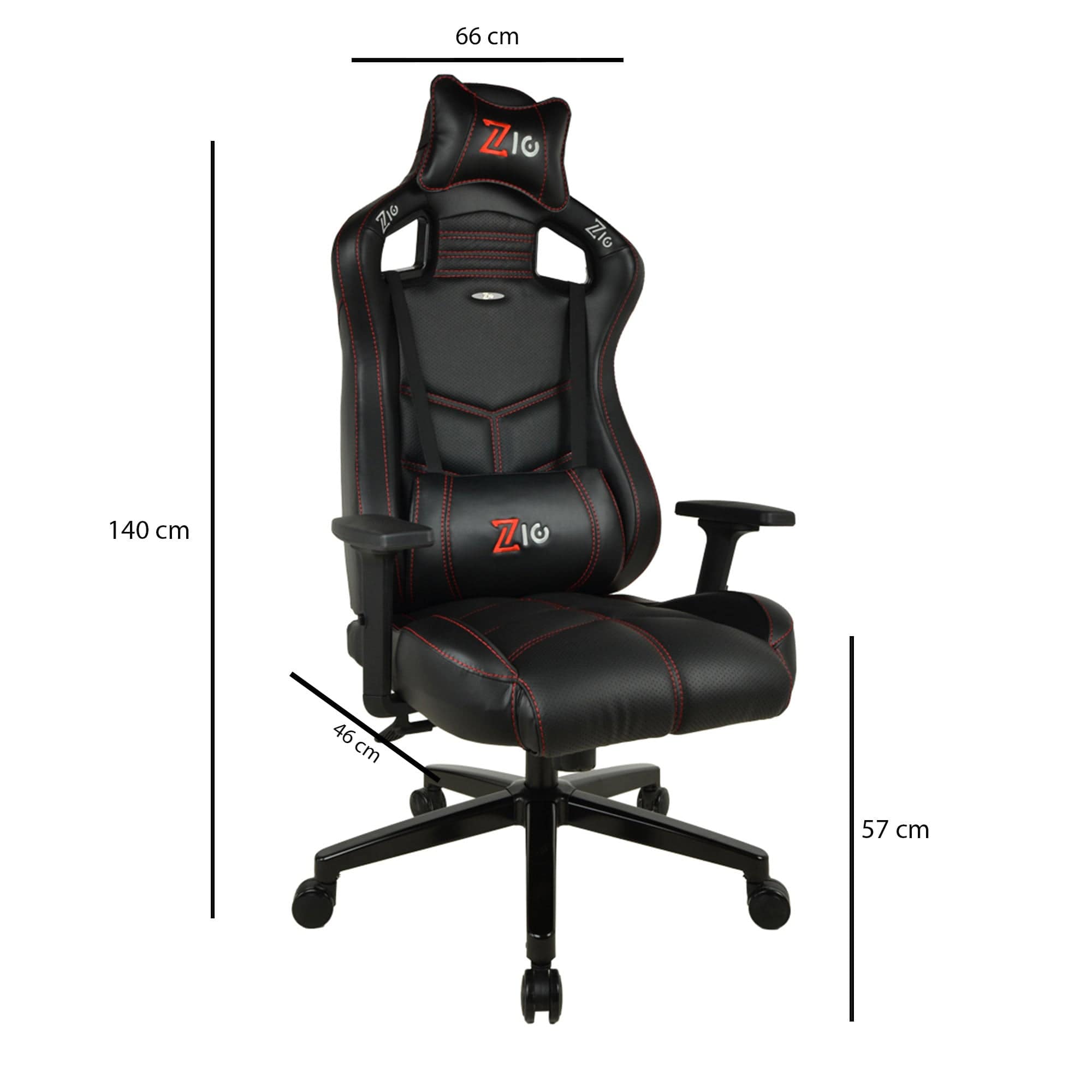 Asir Scaun gaming tapitat cu piele ecologica, Zio Venom Negru, l66xA46xH140 cm