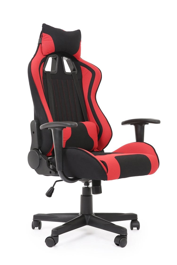 Scaun gaming tapitat cu stofa, Cayman Rosu / Negru, l64xA60xH118-128 cm