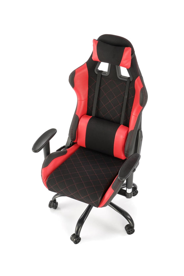 Scaun gaming tapitat cu stofa, Drake Negru / Rosu, l69xA62xH127-134 cm (2)