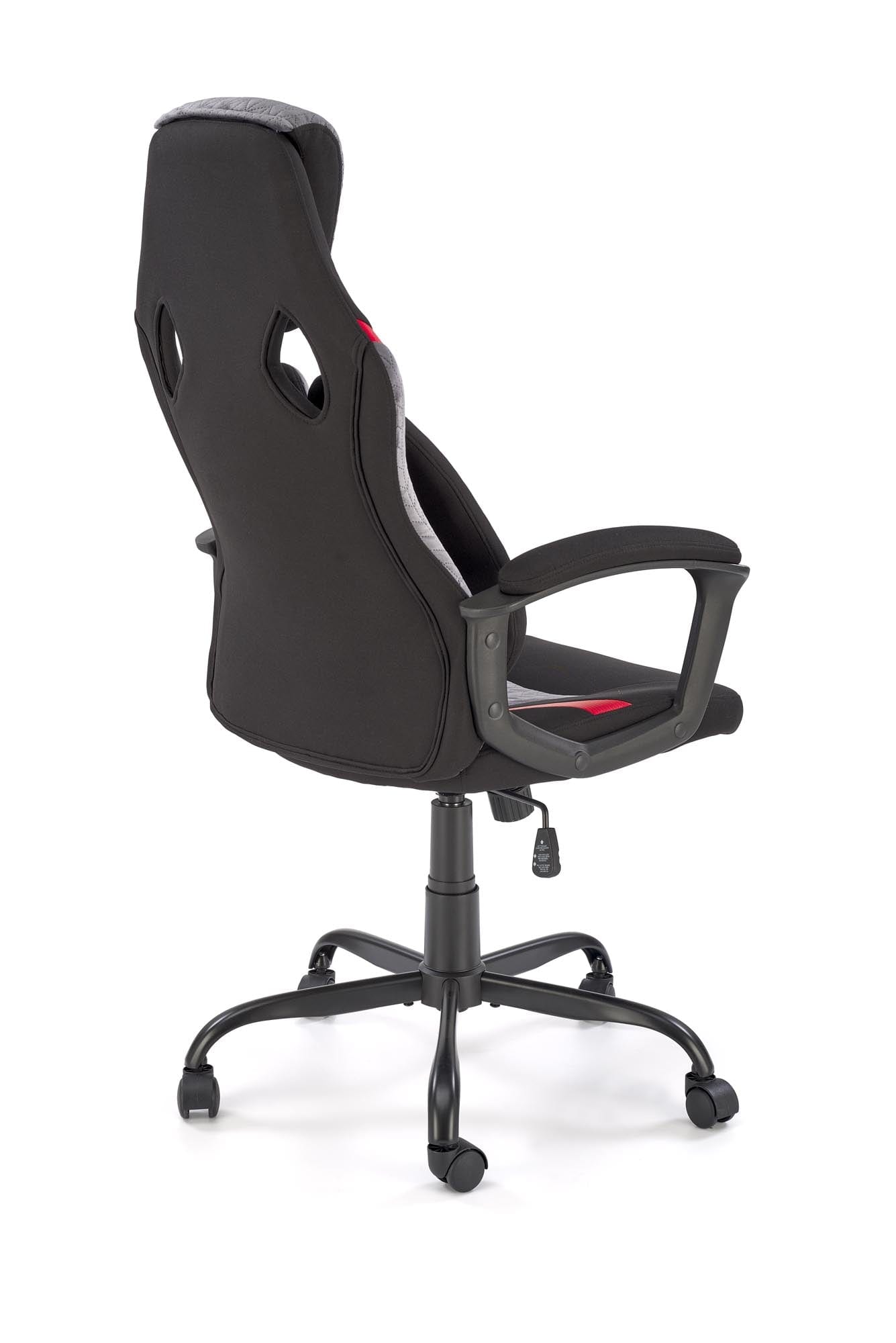 Scaun gaming tapitat cu stofa, Jensen Negru / Gri /Rosu, l65xA70xH115-125 cm (2)