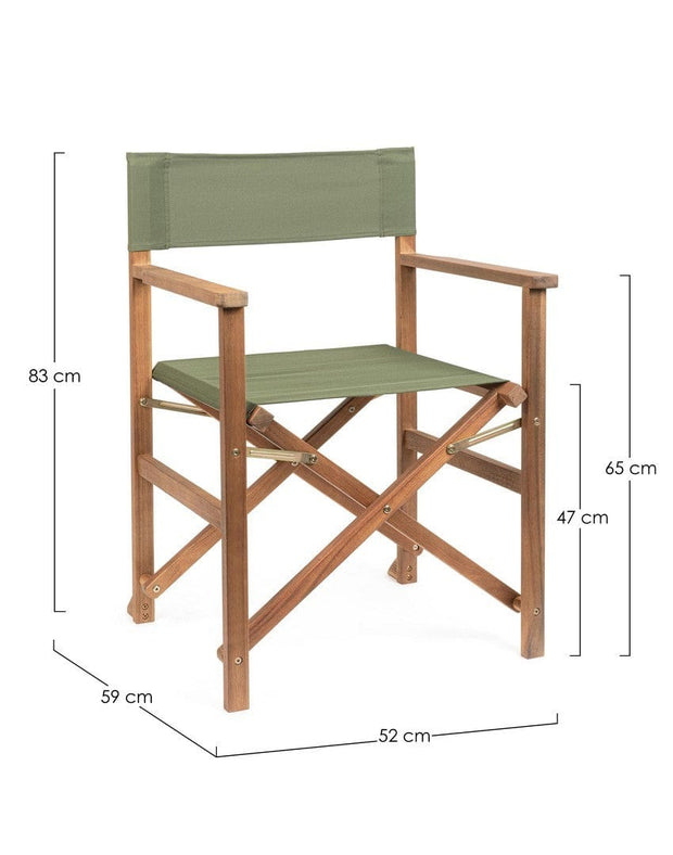 Scaun pliabil de gradina / terasa, din lemn de salcam, Noemi Verde Inchis / Natural, l52xA59xH83 cm (1)