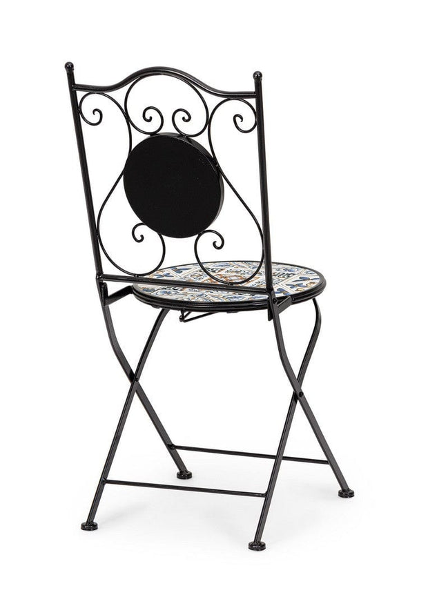 Scaun pliabil de gradina / terasa, din metal si ceramica, Mykonos Negru, l38xA46xH92 cm (1)