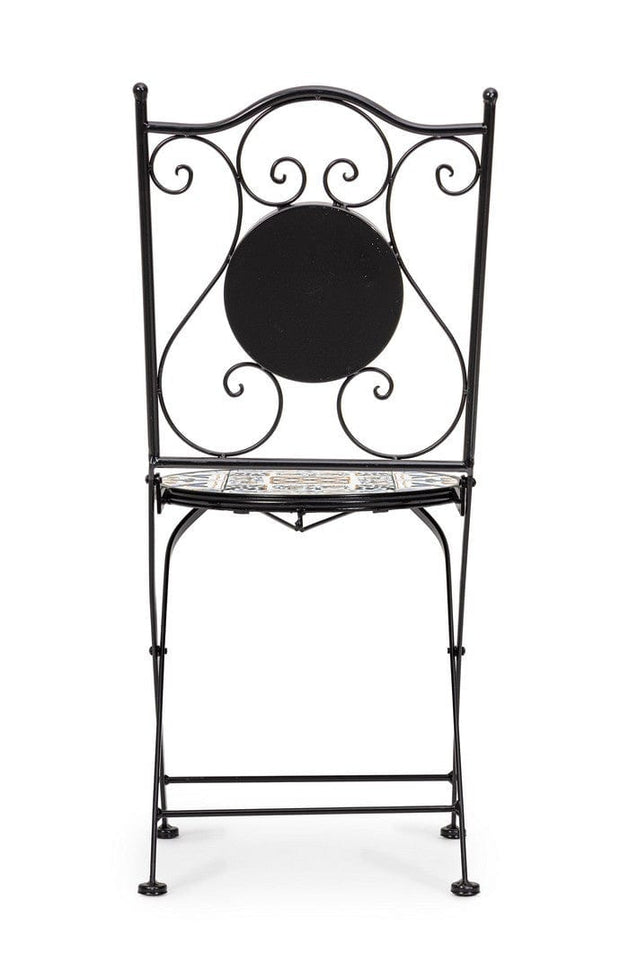 Scaun pliabil de gradina / terasa, din metal si ceramica, Mykonos Negru, l38xA46xH92 cm (4)