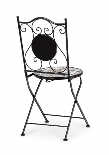 Scaun pliabil de gradina / terasa, din metal si ceramica, Mykonos Negru, l38xA46xH92 cm (9)