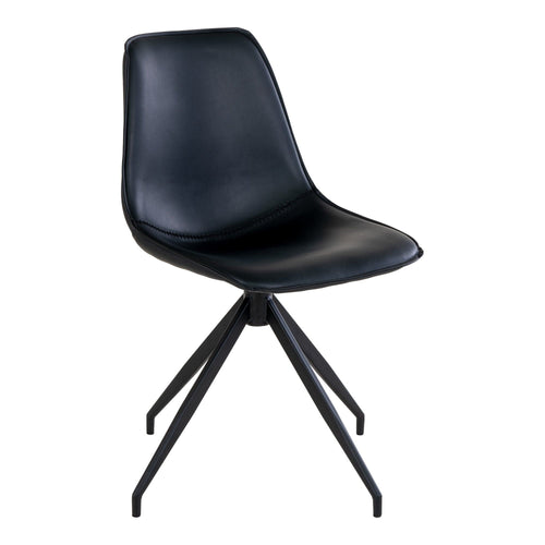 House Nordic Scaun rotativ tapitat cu piele ecologica si picioare metalice, Monaco Negru, l48xA43xH86 cm