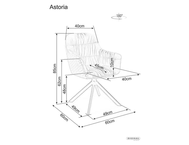 Scaun rotativ tapitat cu stofa si picioare metalice, Astoria II Velvet Bej Inchis / Negru, l60xA45xH85 cm (1)