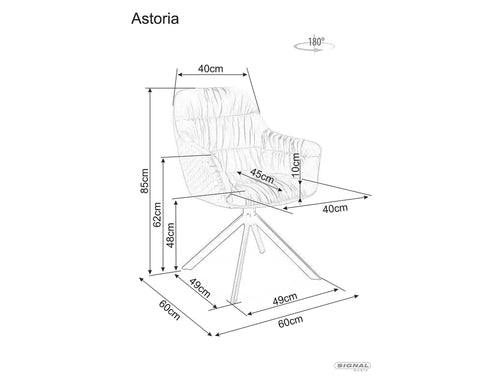 Signal Scaun rotativ tapitat cu stofa si picioare metalice, Astoria II Velvet Gri Deschis / Negru, l60xA45xH85 cm