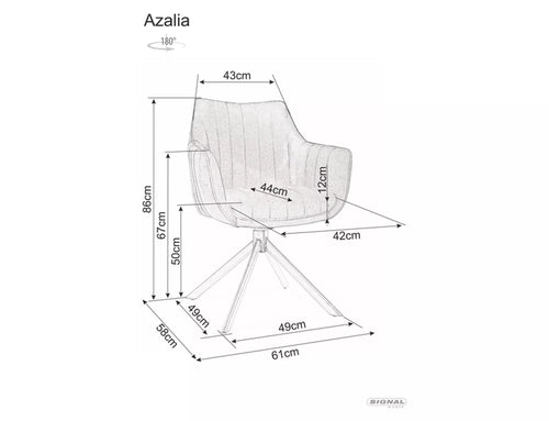 Signal Scaun rotativ tapitat cu stofa si picioare metalice, Azalia Velvet Gri / Negru, l61xA44xH86 cm