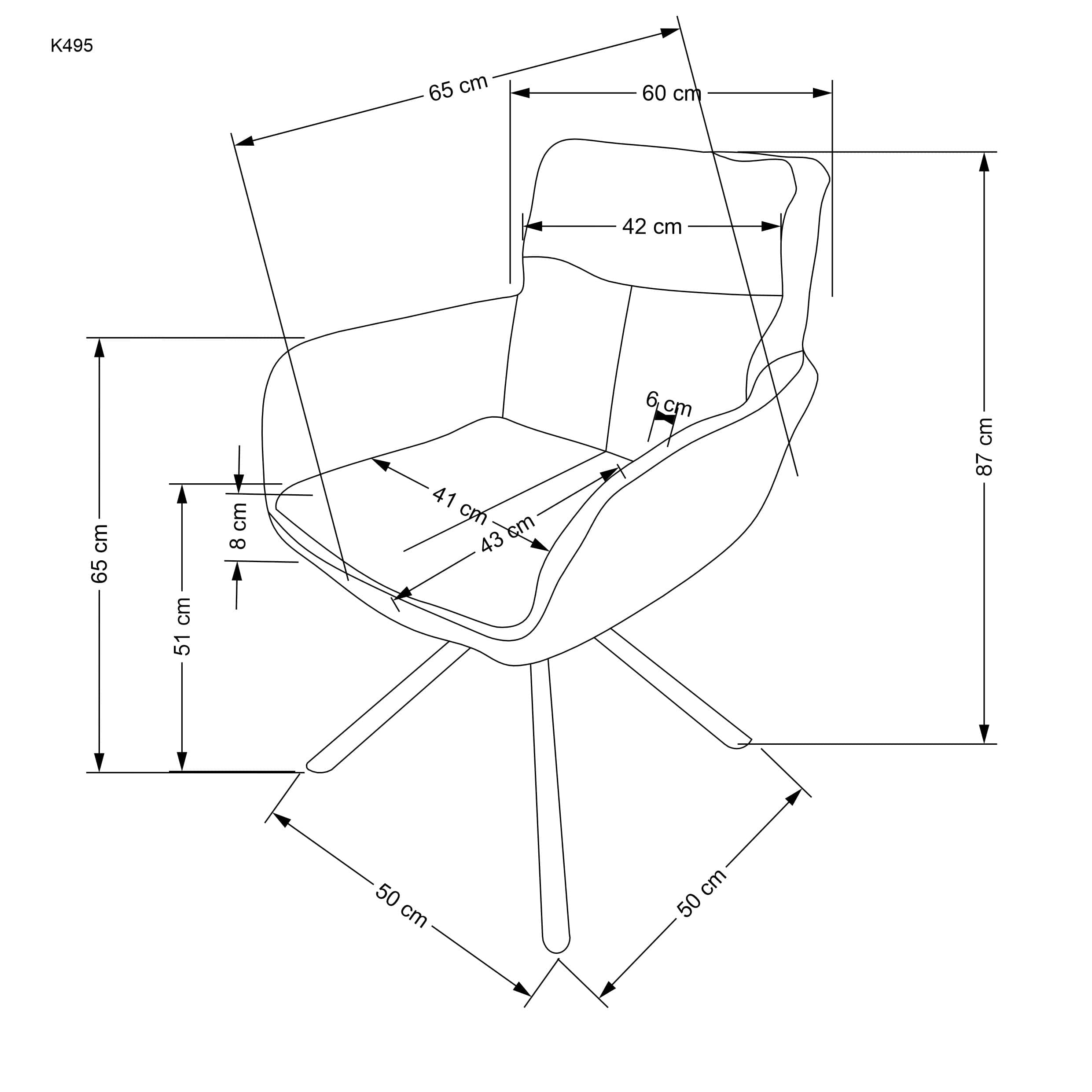 Scaun rotativ tapitat cu stofa si picioare metalice, K495 Bej / Negru, l60xA65xH87 cm (1)