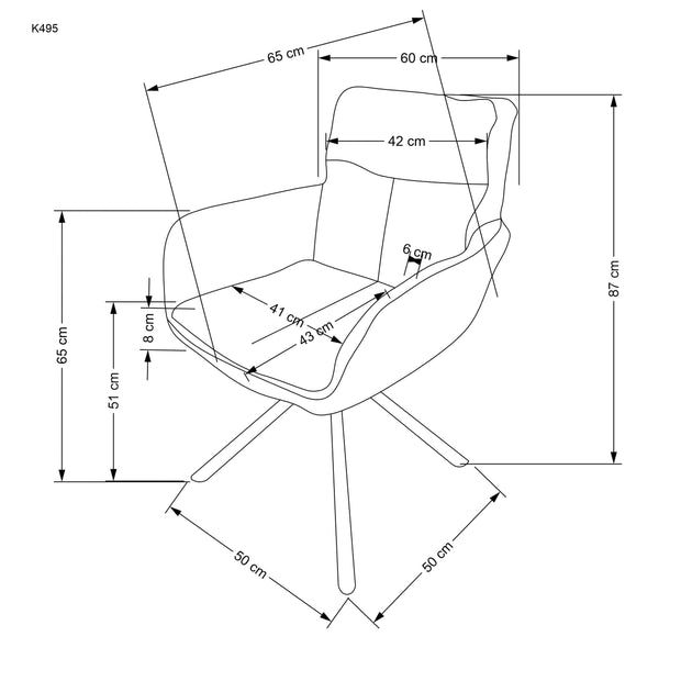 Scaun rotativ tapitat cu stofa si picioare metalice, K495 Bej / Negru, l60xA65xH87 cm (1)