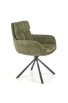 Scaun rotativ tapitat cu stofa si picioare metalice, K495 Verde Olive / Negru, l60xA65xH87 cm (5)