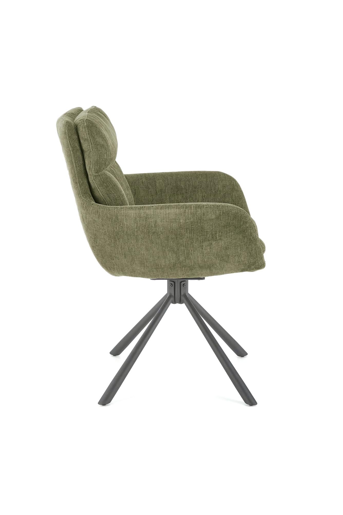 Scaun rotativ tapitat cu stofa si picioare metalice, K495 Verde Olive / Negru, l60xA65xH87 cm (6)