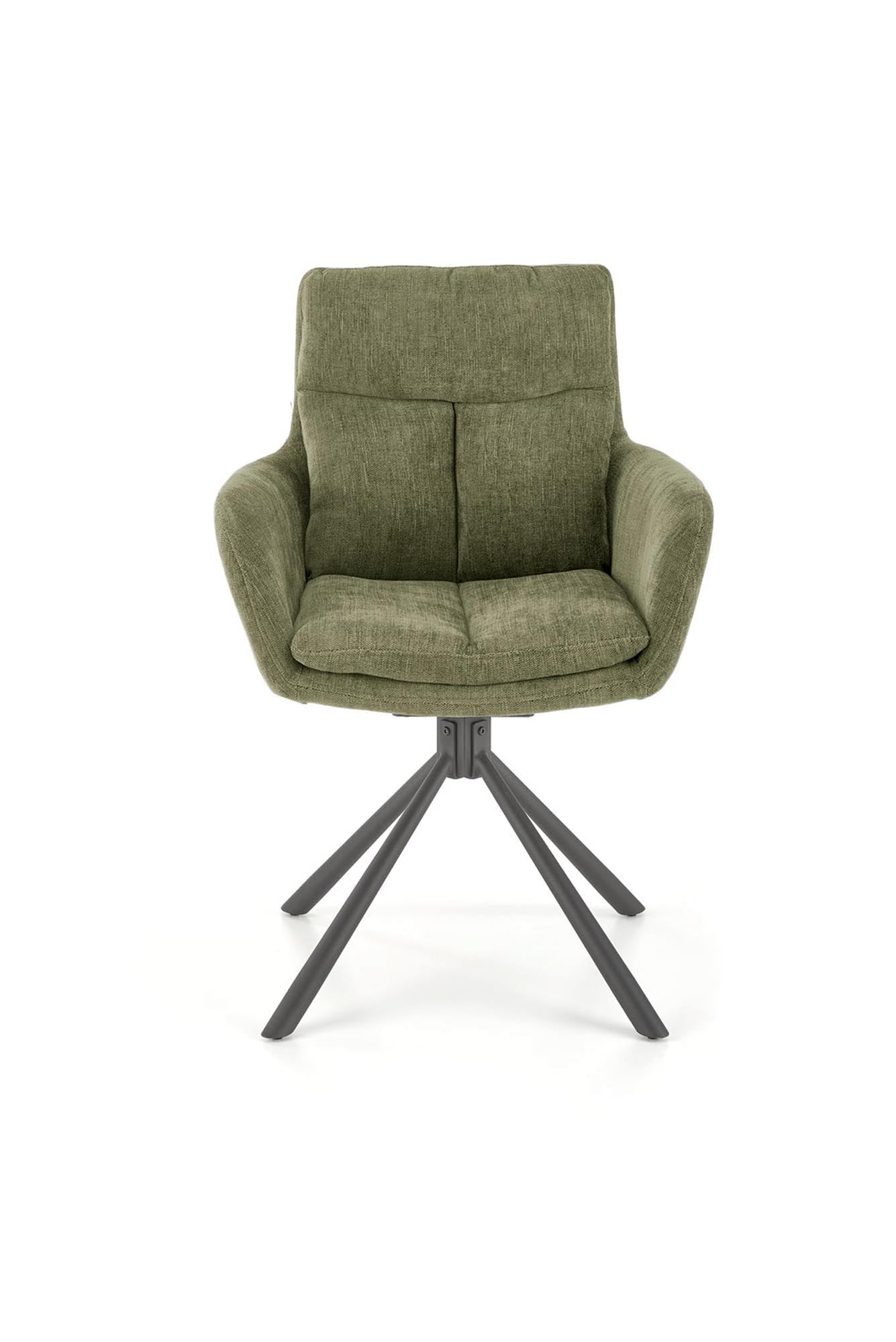 Scaun rotativ tapitat cu stofa si picioare metalice, K495 Verde Olive / Negru, l60xA65xH87 cm (7)