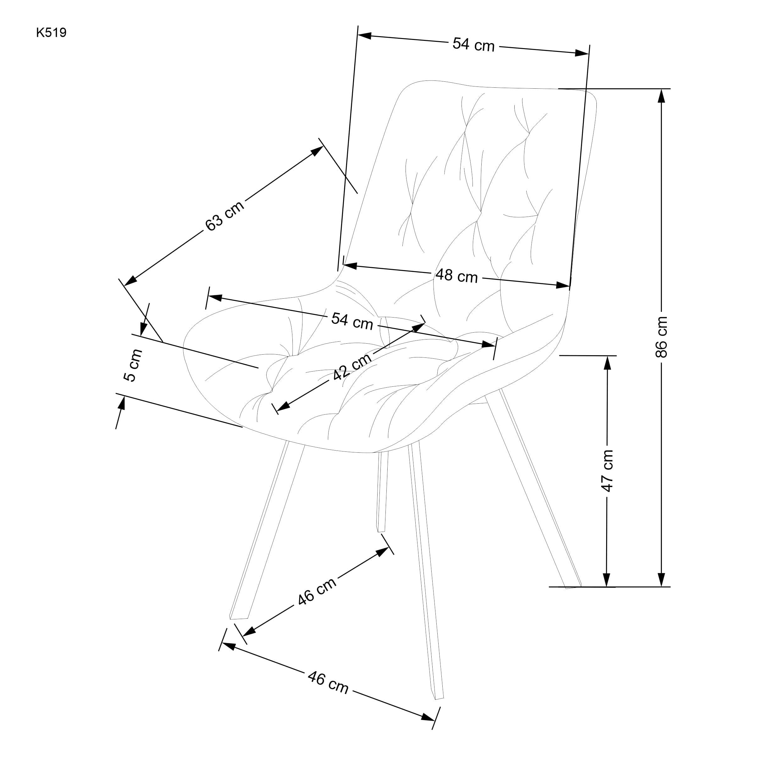 Scaun rotativ tapitat cu stofa si picioare metalice, K519 Velvet Gri / Negru, l54xA63xH86 cm (2)