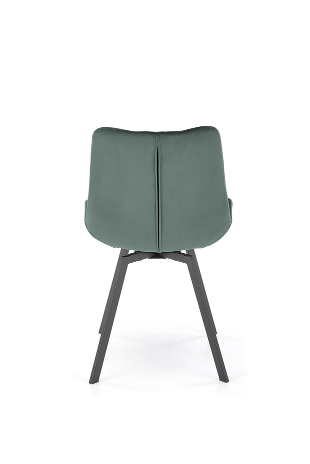 Scaun rotativ tapitat cu stofa si picioare metalice, K519 Velvet Verde Inchis / Negru, l54xA63xH86 cm (1)