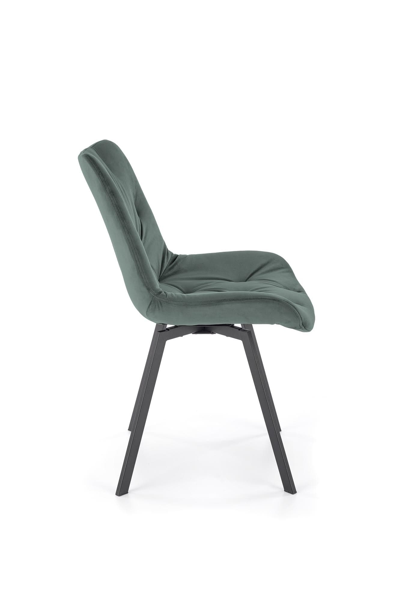 Scaun rotativ tapitat cu stofa si picioare metalice, K519 Velvet Verde Inchis / Negru, l54xA63xH86 cm (3)