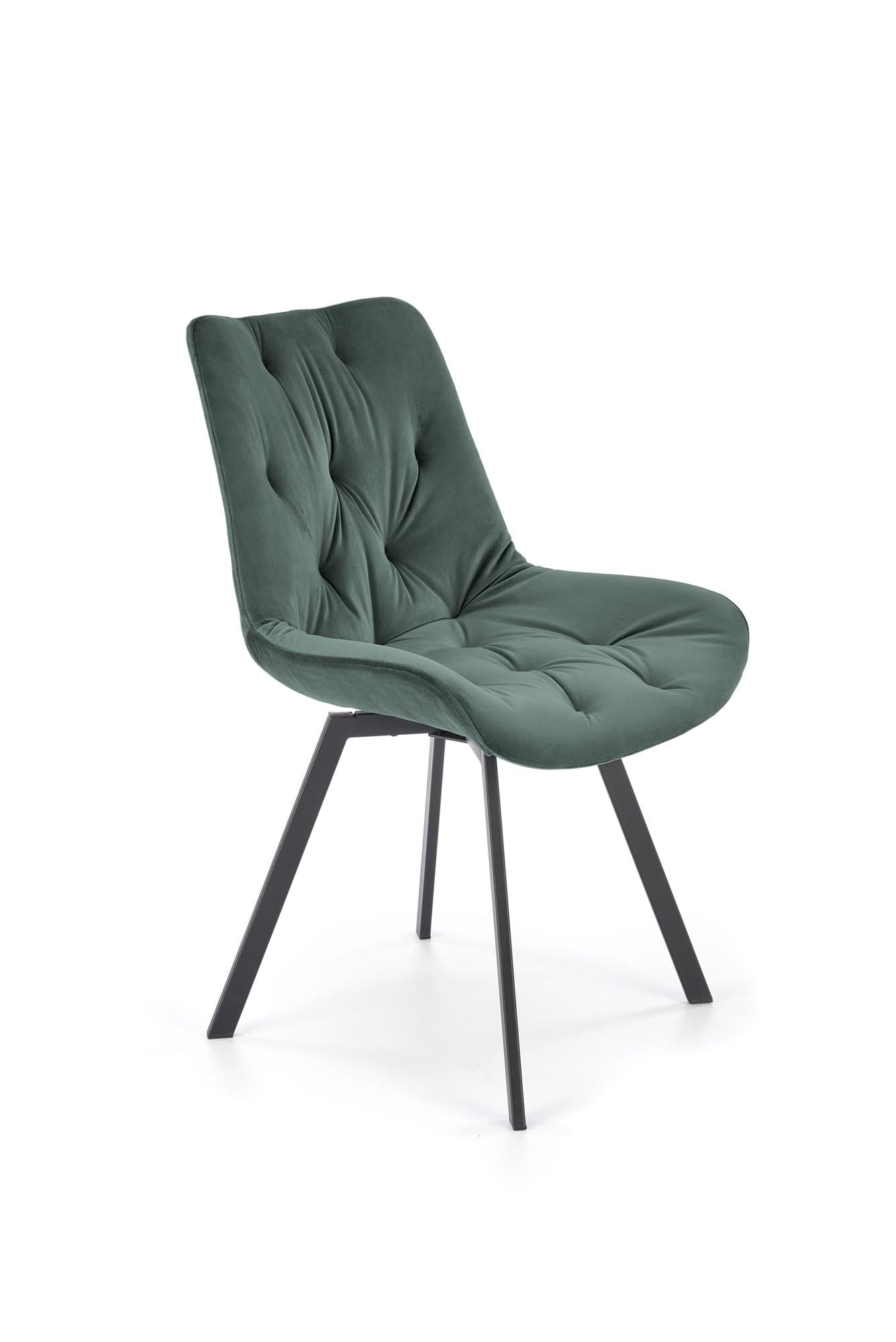 Scaun rotativ tapitat cu stofa si picioare metalice, K519 Velvet Verde Inchis / Negru, l54xA63xH86 cm (4)