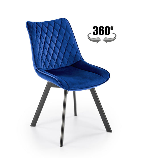 Halmar Scaun rotativ tapitat cu stofa si picioare metalice, K520 Velvet Albastru / Negru, l45xA63xH80 cm