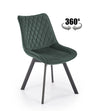 Scaun rotativ tapitat cu stofa si picioare metalice, K520 Velvet Verde Inchis / Negru, l45xA63xH80 cm