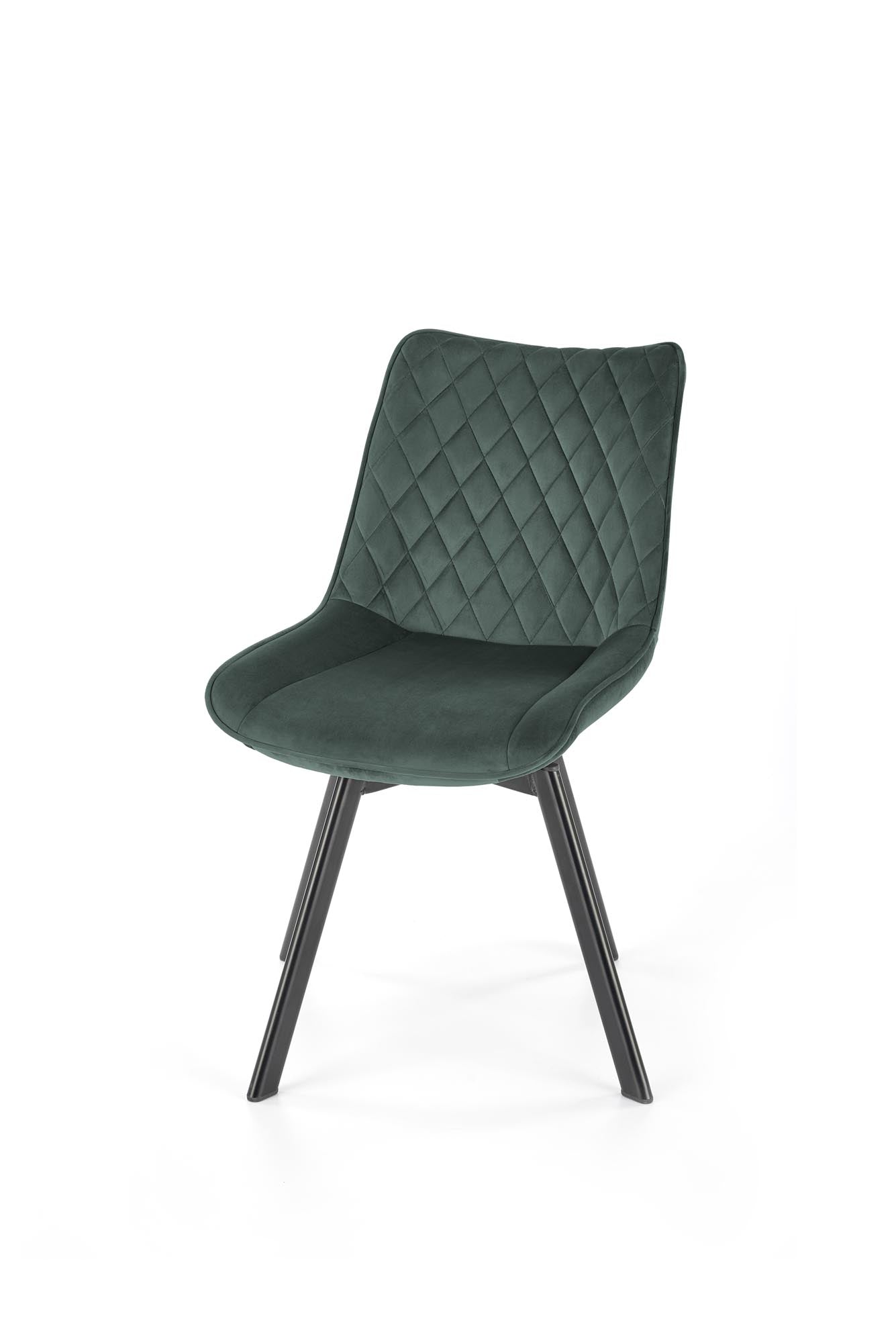 Scaun rotativ tapitat cu stofa si picioare metalice, K520 Velvet Verde Inchis / Negru, l45xA63xH80 cm (1)