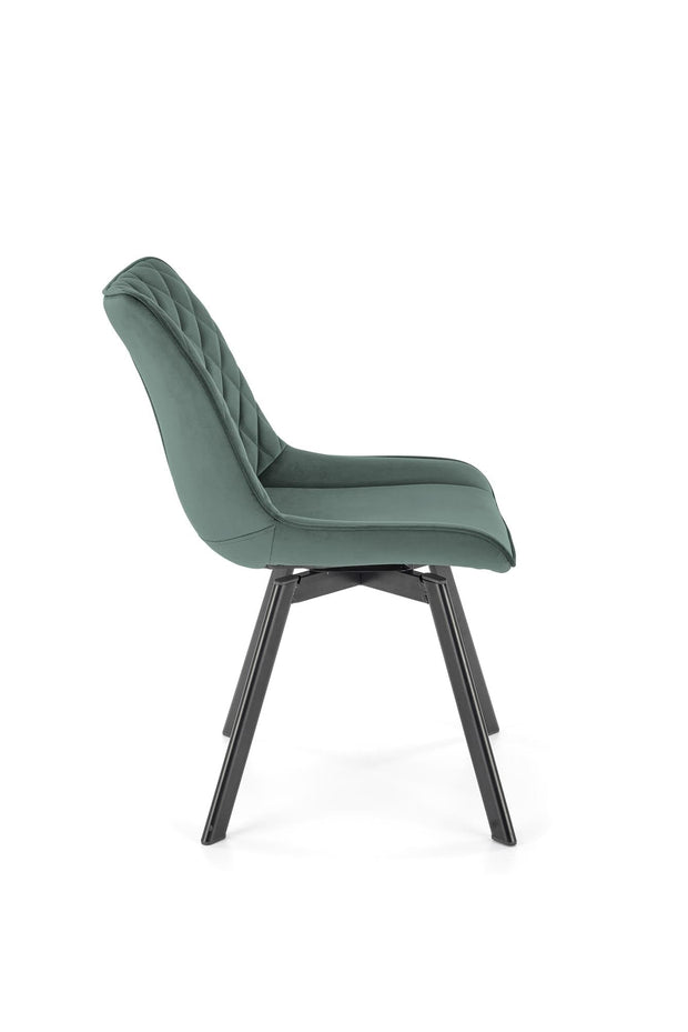 Scaun rotativ tapitat cu stofa si picioare metalice, K520 Velvet Verde Inchis / Negru, l45xA63xH80 cm (5)