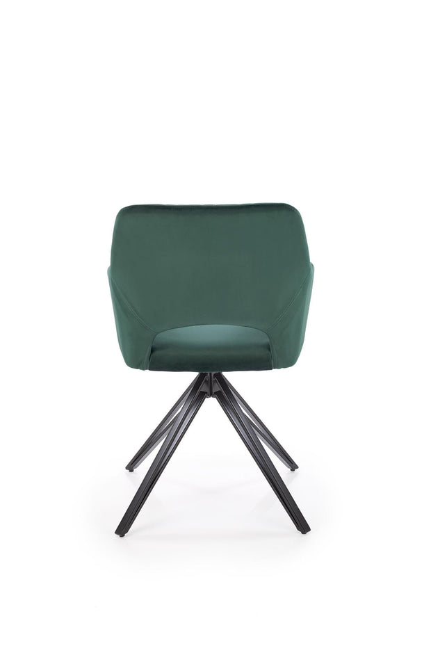 Scaun rotativ tapitat cu stofa si picioare metalice, K535 Velvet Verde Inchis / Negru, l57xA60xH86 cm (1)