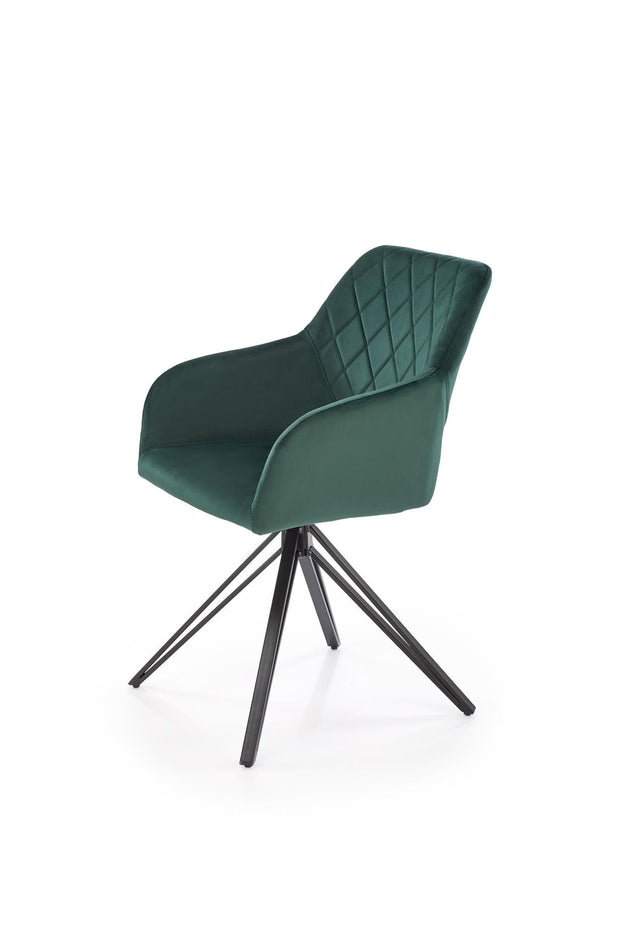 Scaun rotativ tapitat cu stofa si picioare metalice, K535 Velvet Verde Inchis / Negru, l57xA60xH86 cm (3)