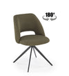 Scaun rotativ tapitat cu stofa si picioare metalice, K546 Verde Olive / Negru, l52xA60xH79 cm