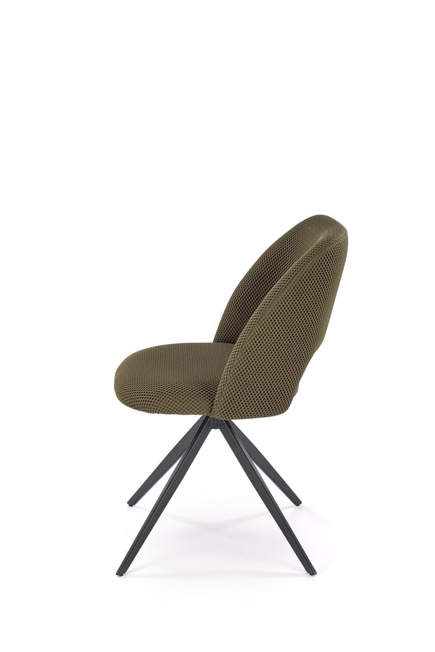 Scaun rotativ tapitat cu stofa si picioare metalice, K546 Verde Olive / Negru, l52xA60xH79 cm (4)