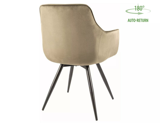 Scaun rotativ tapitat cu stofa si picioare metalice, Mango Velvet Verde / Negru, l57xA45xH83 cm (1)