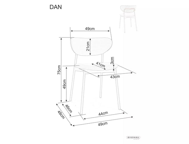 Scaun tapitat cu fibre sintetice si picioare metalice, Dan Portocaliu / Negru, l49xA41xH75 cm (1)