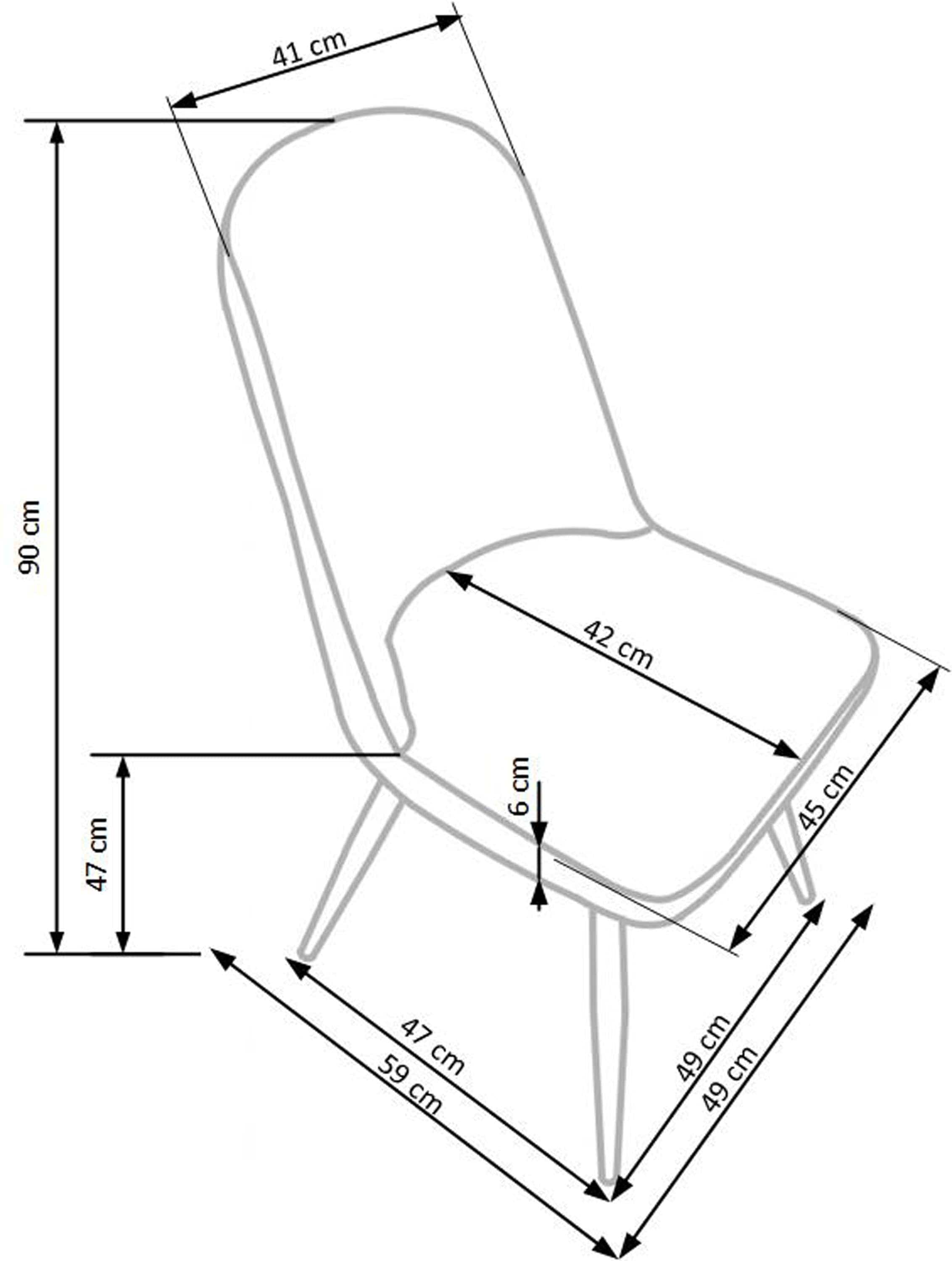 Scaun tapitat cu piele ecologica si picioare metalice, K214 Crem Inchis / Stejar, l45xA53xH90 cm (2)